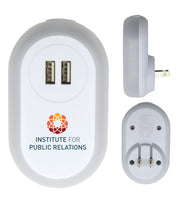 IPR wall charger with dual USB ports and night light